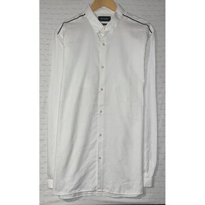 The Kooples Men's Sz‎ XXL Fitted White Long Sleeve Black Trim Button Front Shirt